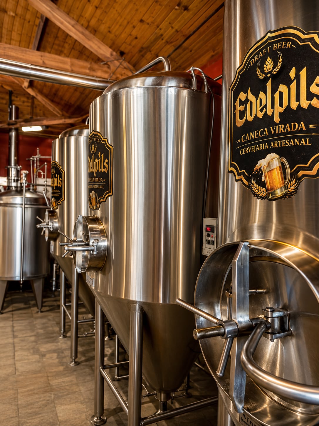 Tanques de fermentação Edelpils de perto